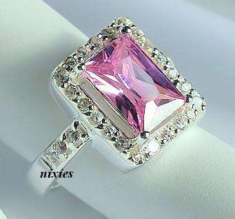 BEAUTIFUL PINK & WHITE SAPPHIRE RING - SIZE 7