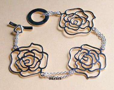 STYLISH "ROSE DESIGN" CHAIN BRACELET - 925 STERLING SILVER