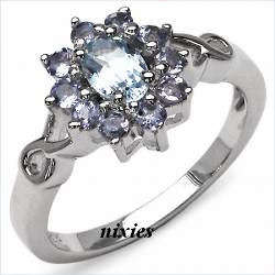 EXOTIC 1.61CTW BLUE TOPAZ & TANZANITE RING - SIZE 7(O)