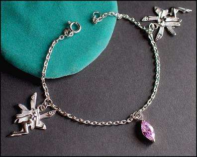 ADORABLE 925 STERLING SILVER FAIRY CHARM BRACELET