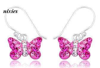 GIRLIE PINK SWAROVSKI EARRINGS - 925 STERLING SILVER