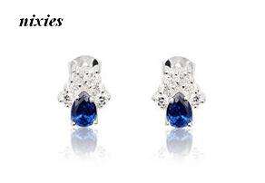 GORGEOUS BLUE & WHITE SAPPHIRE SILVER EARRINGS