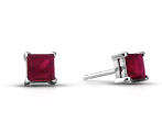 ELEGANT STERLING SILVER RUBY STUD EARRINGS