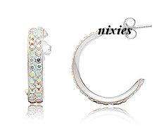 SPARKLING AB SWAROVSKI HUGGIE EARRINGS - 925 STERLING SILVER