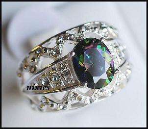 LOVELY MYSTIC TOPAZ SILVER RING - SIZE 8(Q)