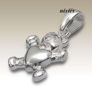 SWEET 925 STERLING SILVER BEAR WITH HEART PENDANT
