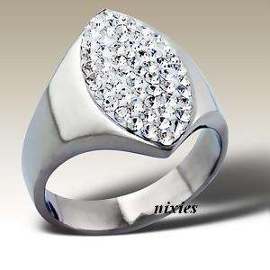 STAINLESS STEEL RING WITH CUBIC ZIRCONIA'S - SIZE 9(S)