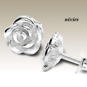 CHARMING SOLID 925 STERLING SILVER ROSE STUDS