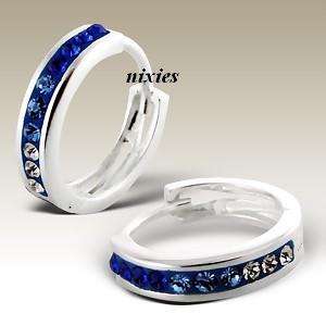 SOLID 925 STERLING SILVER CRYSTAL HUGGIES