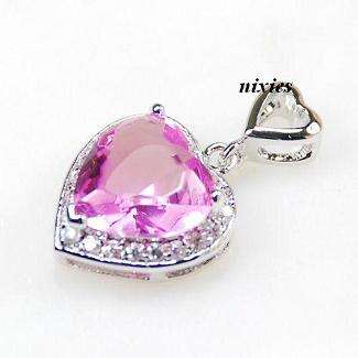 ADORABLE PINK & WHITE TOPAZ STERLING SILVER PENDANT