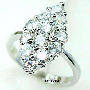 DIAMOND SIMULANT CLUSTER ENGAGEMENT RING - SIZE 6(M)