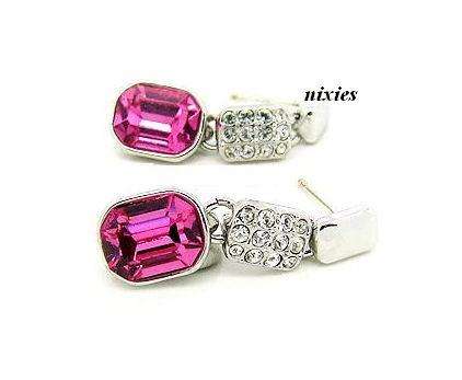 DAZZLING PINK TOPAZ CRYSTAL EARRINGS