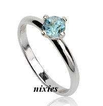 LOVELY REAL BLUE TOPAZ IN SOLID 925 STERLING SILVER - SIZE 7(O)