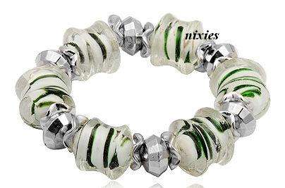 CHUNKY MURANO GLASS BRACELET WITH SOLID SILVER SPACERS
