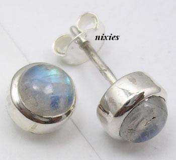 LOVELY RAINBOW MOONSTONE STERLING SILVER STUDS