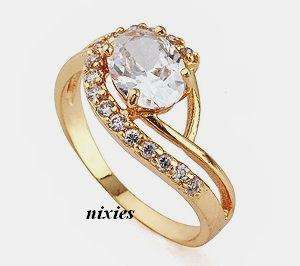 BEAUTIFUL ANGEL STYLE DIAMANTE ENGAGEMENT RING - SIZE 6(M)