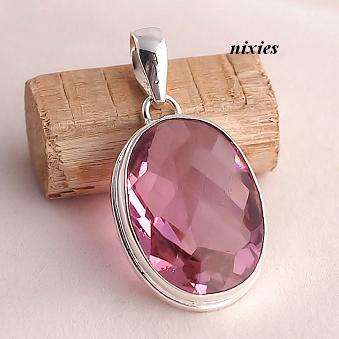 STUNNING PINK KUNZITE SOLITAIRE PENDANT IN SOLID SILVER