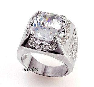 ATTRACTIVE GENTS DRESS RING WITH HUGE CUBIC ZIRCONIA - SIZE 11(W)