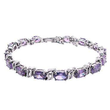 ATTRACTIVE WHITE GOLD AMETHYST BRACELET