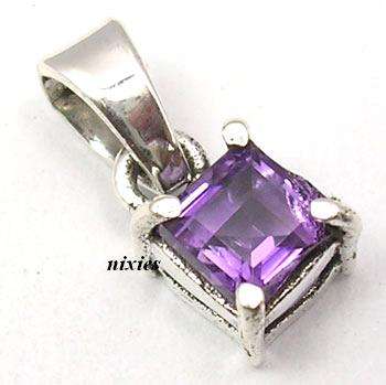 LOVELY REAL AMETHYST SOLITAIRE PENDANT IN SOLID SILVER