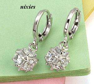 TRENDY CUBIC ZIRCONIA "BALL" DROP EARRINGS
