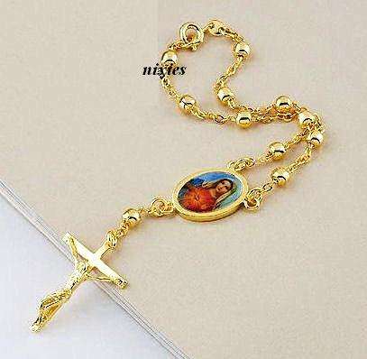 LOVELY FINE YELLOW GOLD "ROSARY" BRACELET