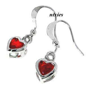 CUTE WHITE GOLD RUBY HEART EARRINGS