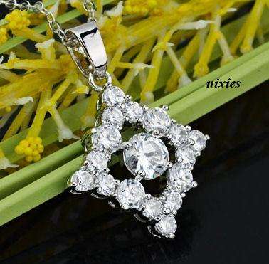 LOVELY WHITE GOLD DIAMANTE PENDANT