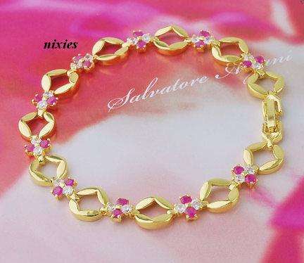 GORGEOUS FEMININE YELLOW GOLD RUBY BRACELET