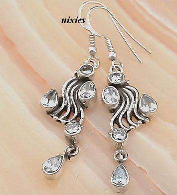 925 STERLING SILVER WHITE TOPAZ EARRINGS