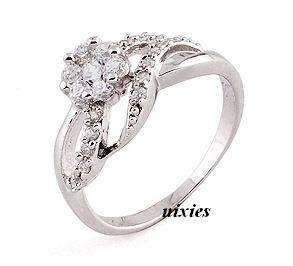 AWESOME PAVED DIAMOND FLOWER ENGAGEMENT RING - SIZE 7(O)
