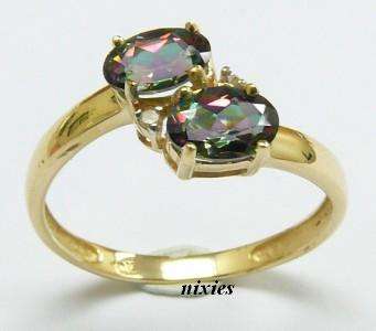 BEAUTIFUL MYSTIC TOPAZ RING IN SOLID 10K YELLOW GOLD - SIZE 7(O)