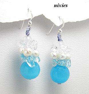 BEAUTIFUL SOLID SILVER SEMI-PRECIOUS STONES EARRINGS
