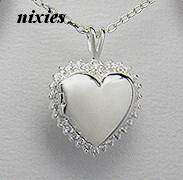 BEAUTIFUL SOLID 925 STERLING SILVER CZ HEART LOCKET PENDANT