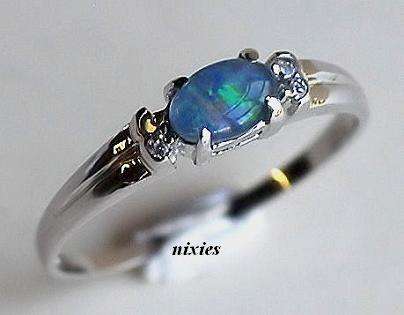 FEMININE SOLID SILVER OPAL RING - SIZE 7(O)