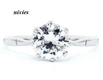 AMAZING SOLID SILVER SOLITAIRE DIAMOND ENGAGEMENT RING - SIZE 8(Q)