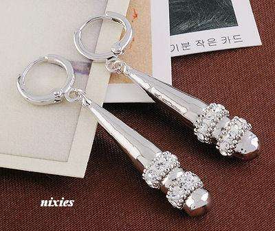 TRENDY WHITE GOLD CRYSTAL DROP EARRINGS