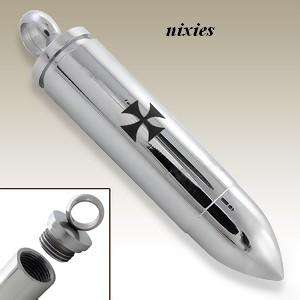 **NEW** UNIQUE STAINLESS STEEL BULLET PENDANT WITH IRON CROSS DESIGN