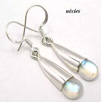 NATURAL MOONSTONE EARRINGS HANDMADE IN SOLID SILVER