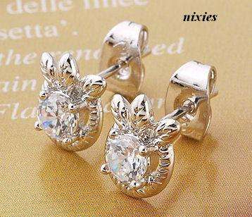 DAINTY WHITE GOLD DIAMANTE EARRING STUDS