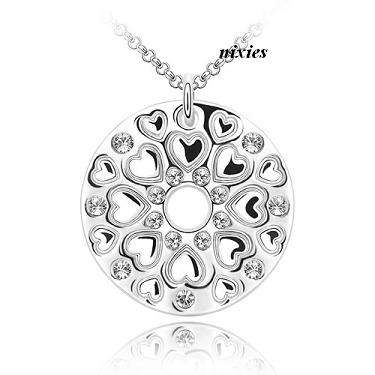 EXQUISITE SWAROVSKI SAPPHIRE CIRCLE PENDANT on chain