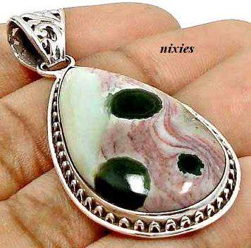 LOVELY 28CTS OCEAN JASPER PENDANT - 925 STERLING SILVER