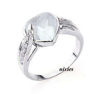 GORGEOUS WHITE GOLD CZ HEART ENGAGEMENT RING  - SIZE 7(O)