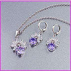 LAVENDER & WHITE CZ NECKLACE & EARRINGS SET