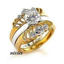 DAZZLING TWO TONE WEDDING SET - SIZE 10(U)