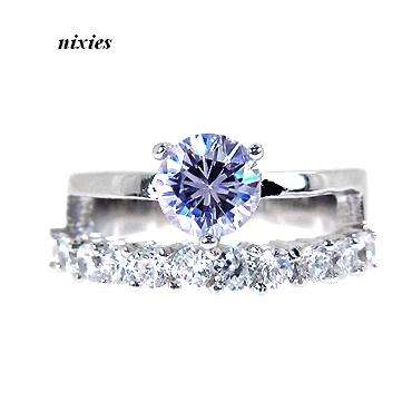 AMAZING WHITE GOLD SIM TANZANITE DIAMOND WEDDING SET - SIZE 8(Q)