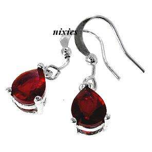 TRENDY WHITE GOLD EP GARNET EARRINGS