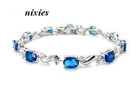 BEAUTIFUL WHITE GOLD EP BLUE SAPPHIRE BRACELET