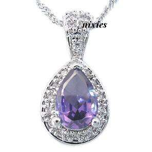 WHITE GOLD EP PAVED AMETHYST PENDANT on chain