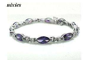 ATTRACTIVE WHITE GOLD EP AMETHYST BRACELET